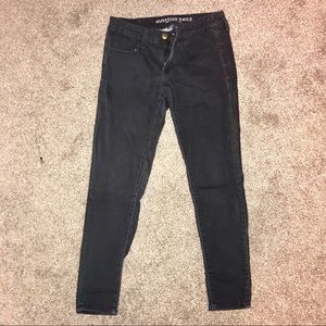 AE Super Low Black Denim Jeggings